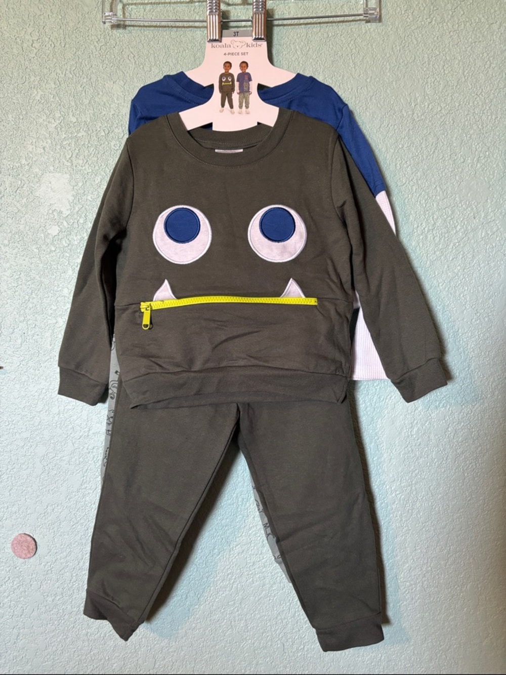 koala kids 4 piece set blue monster theme 3T NWT